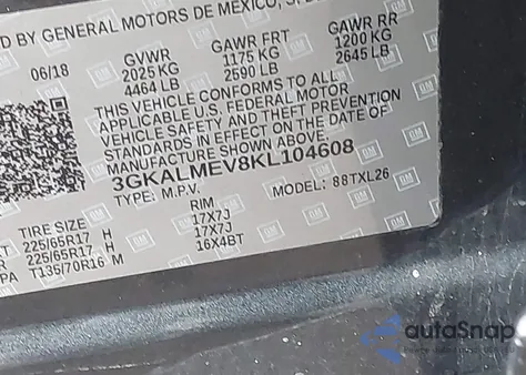 2019 GMC Terrain Sle from USA, damaged, VIN 3GKALMEV8KL104608